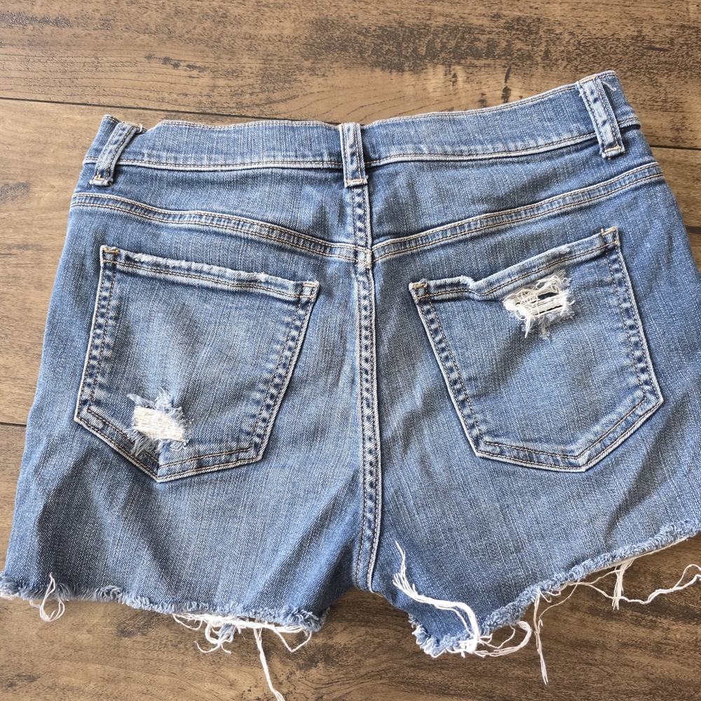 * Forever 21 Light Blue Distressed Denim Shorts Y2k Casual Beach Ready 27 - Picture 3 of 4